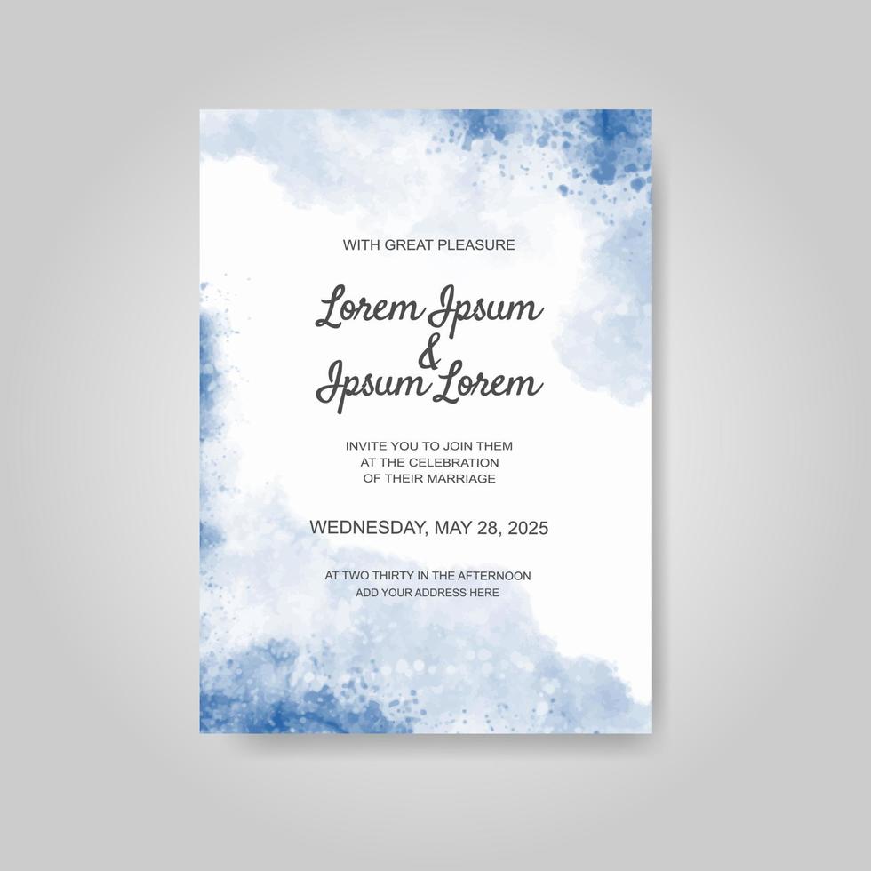 Wedding invitation with abstract watercolor background vector