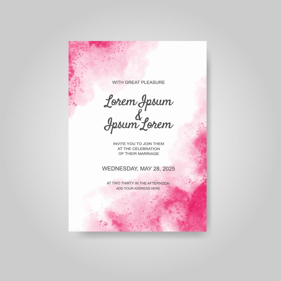 Wedding invitation with abstract watercolor background vector