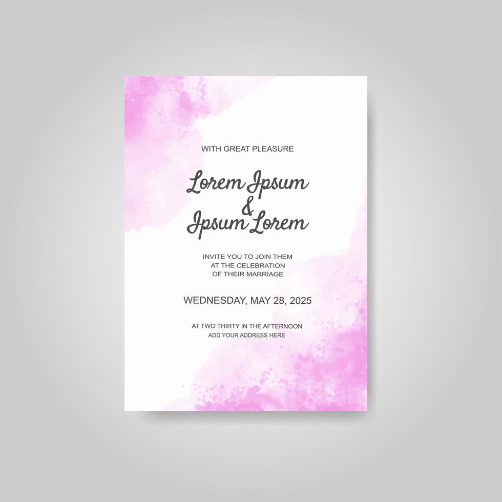 Wedding invitation with abstract watercolor background vector