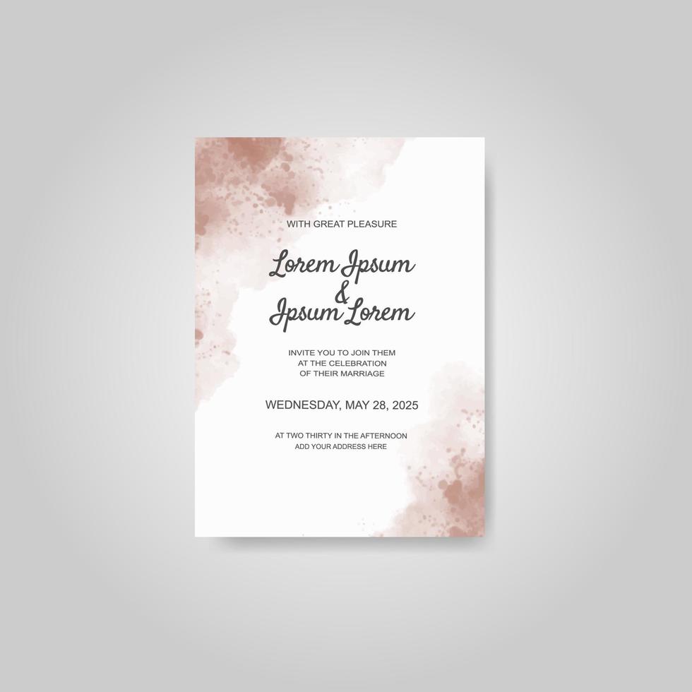 Wedding invitation with abstract watercolor background vector