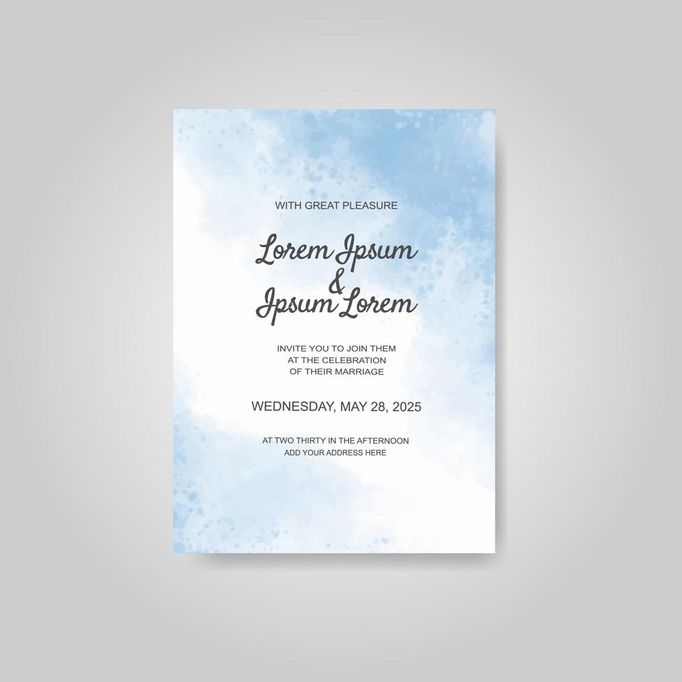 Wedding invitation with abstract watercolor background vector
