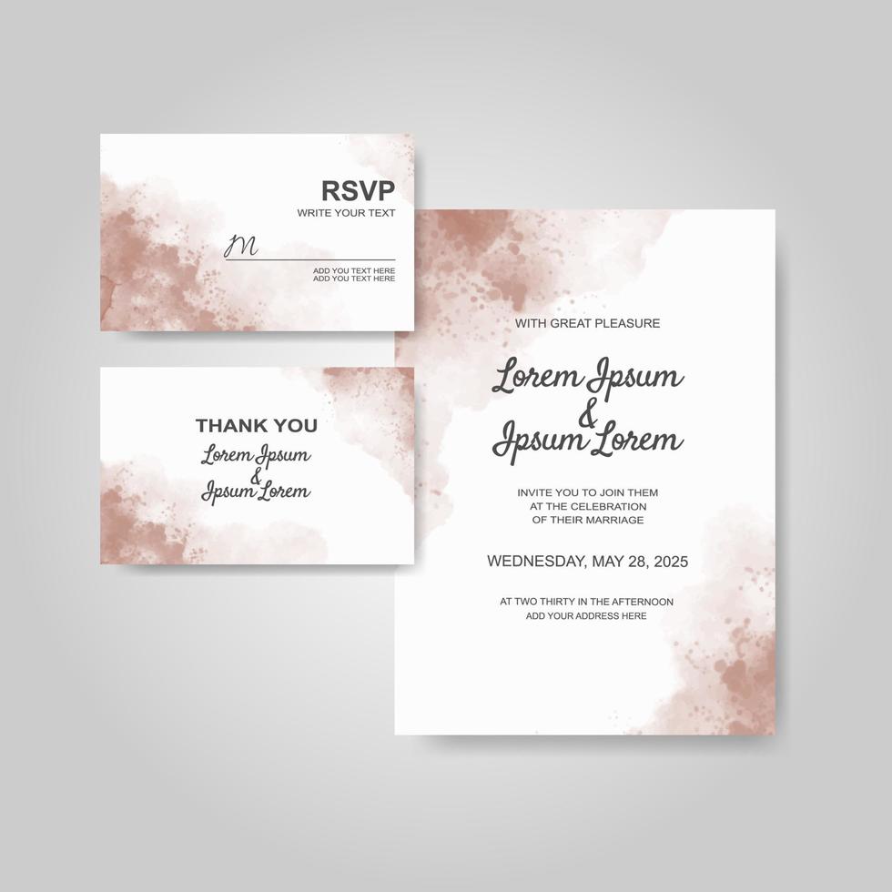 Wedding invitation with abstract watercolor background vector