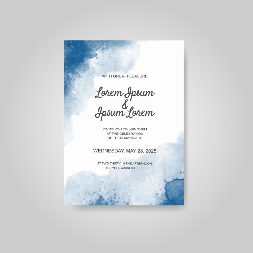 Wedding invitation with abstract watercolor background vector