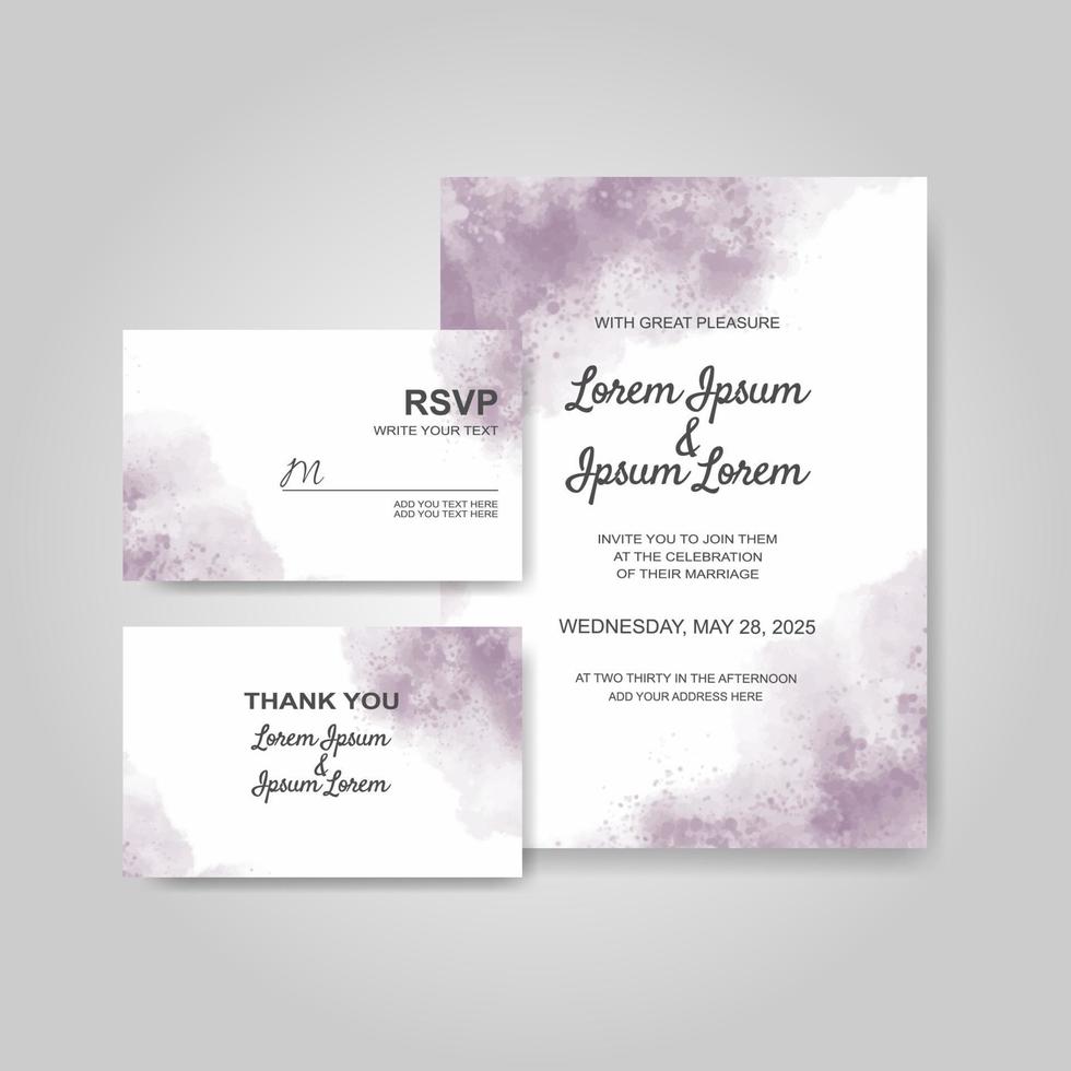 Wedding invitation with abstract watercolor background vector