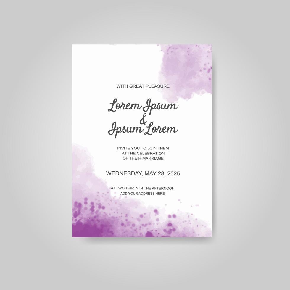 Wedding invitation with abstract watercolor background vector