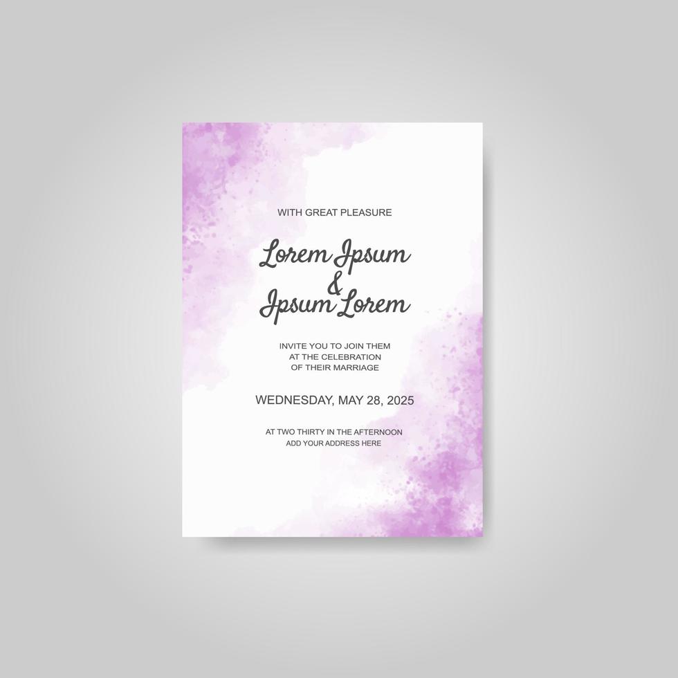 Wedding invitation with abstract watercolor background vector