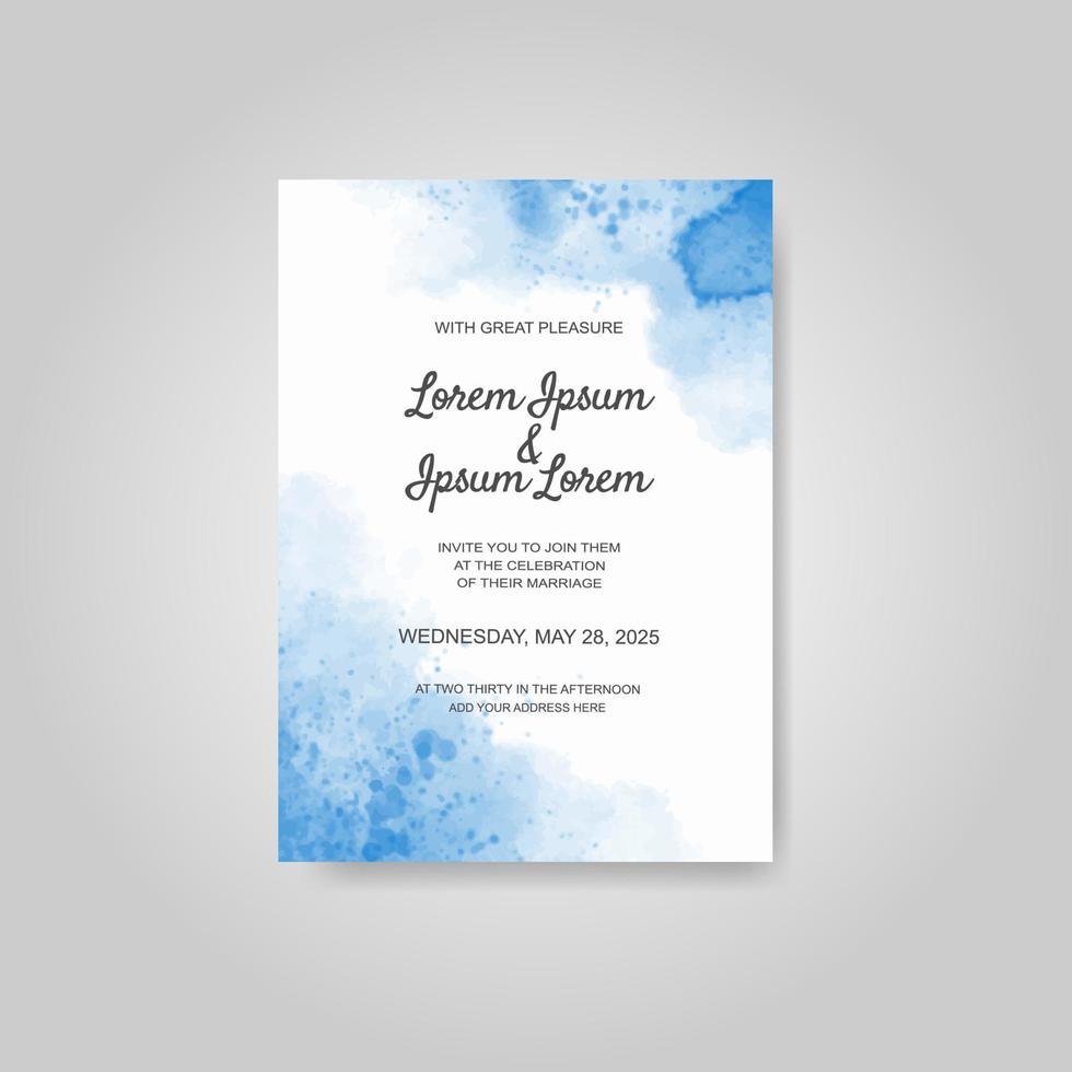 Wedding invitation with abstract watercolor background vector
