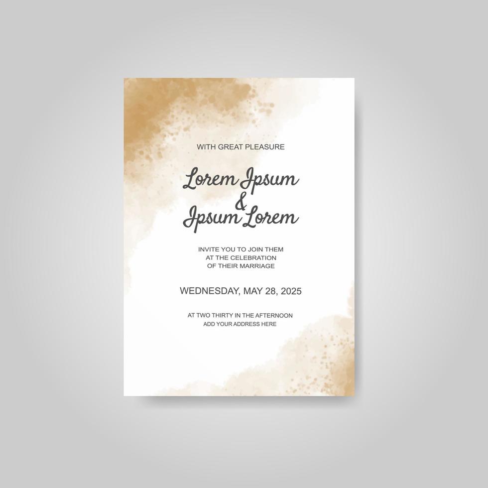 Wedding invitation with abstract watercolor background vector