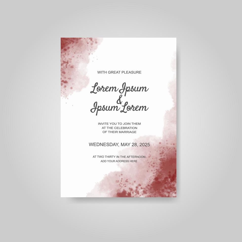Wedding invitation with abstract watercolor background vector