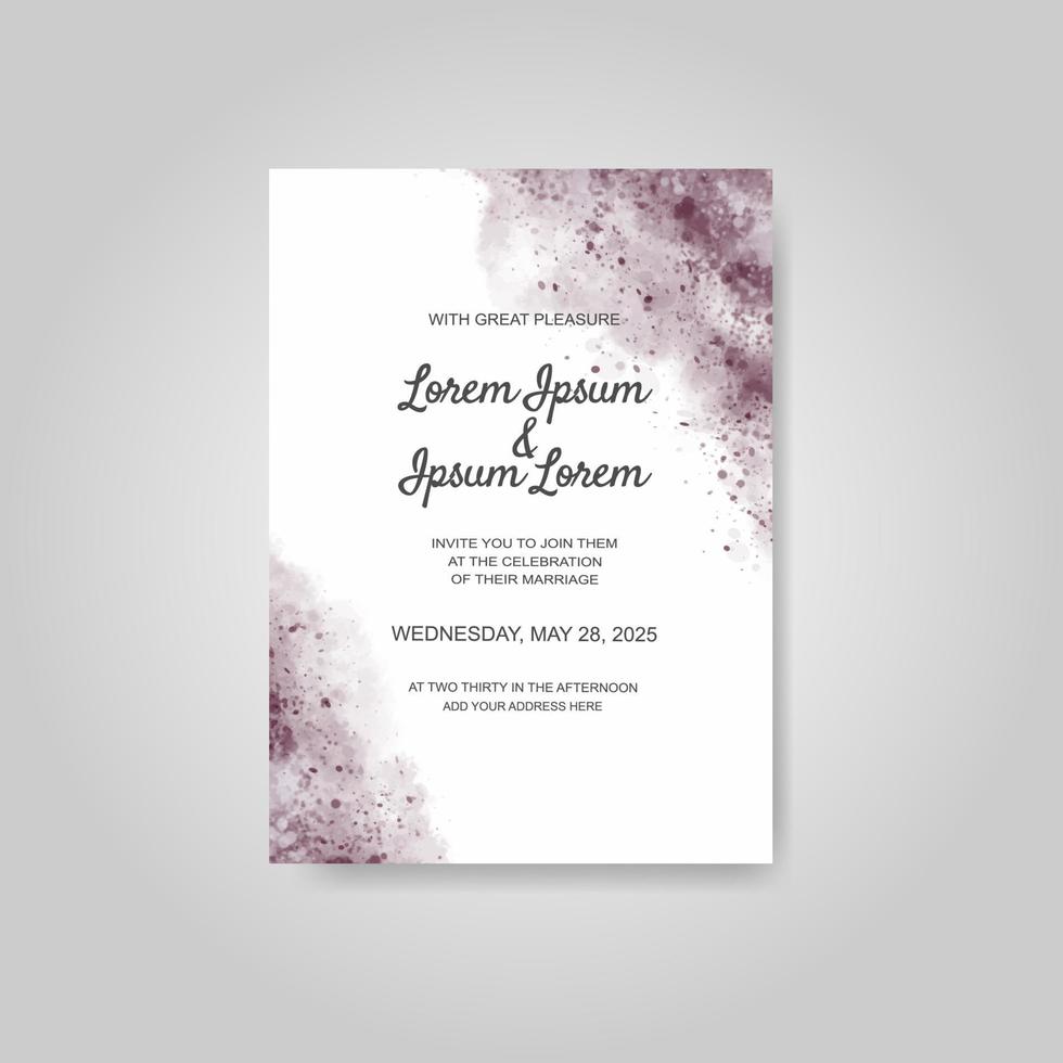 Wedding invitation with abstract watercolor background vector