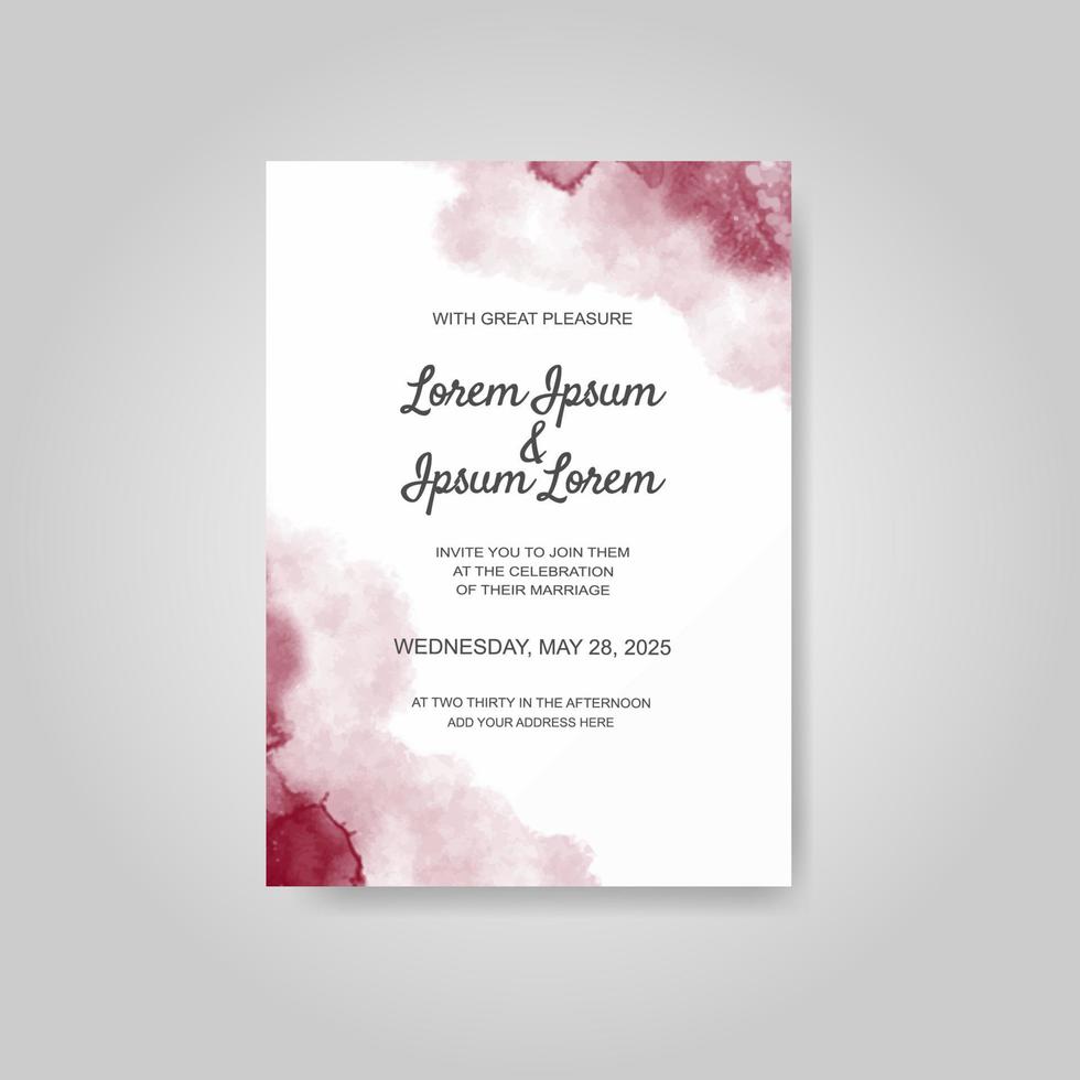 Wedding invitation with abstract watercolor background vector