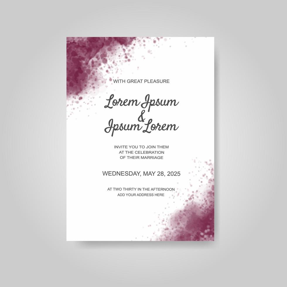 Wedding invitation with abstract watercolor background vector