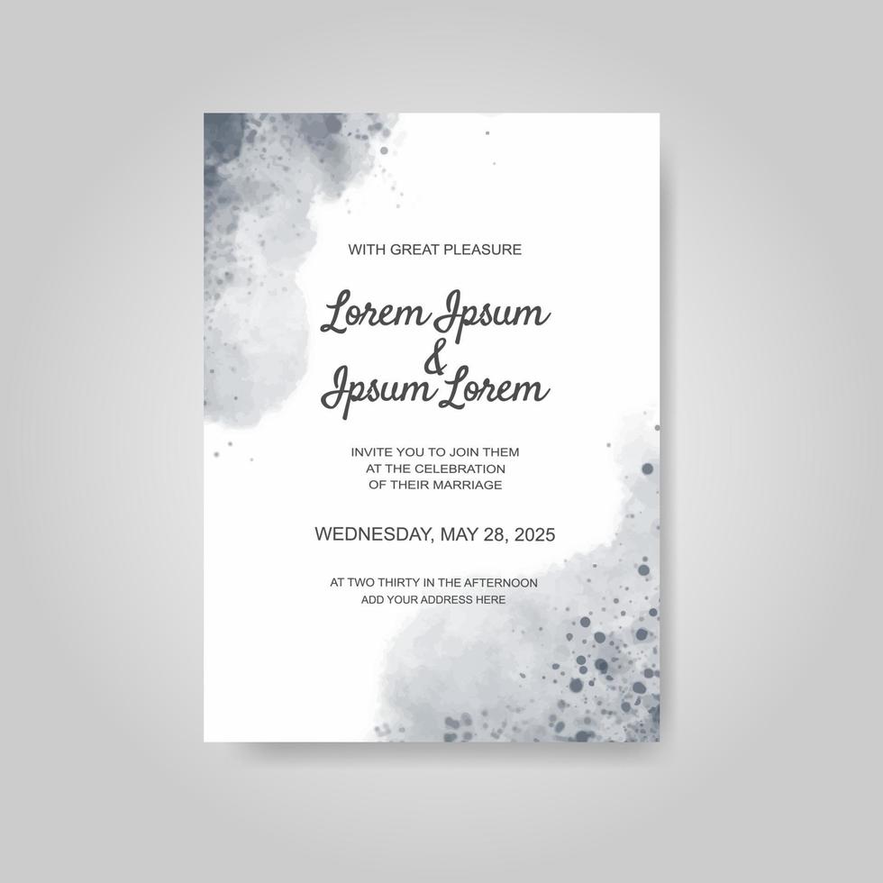 Wedding invitation with abstract watercolor background vector