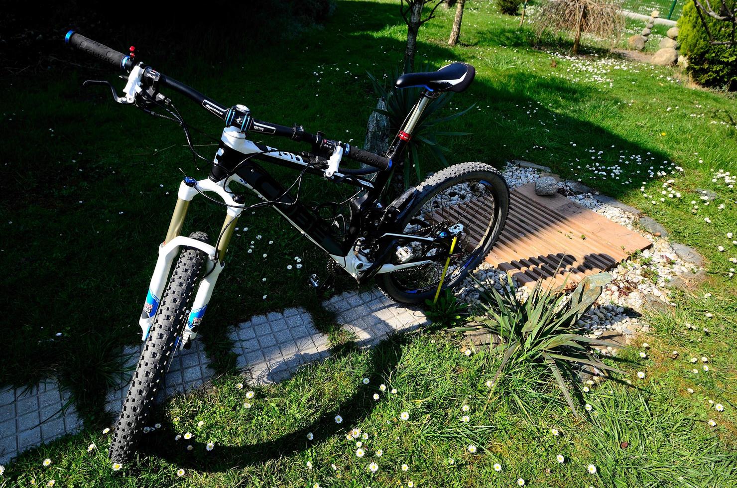 bicicleta de montaña en el jardín foto