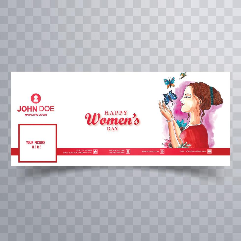 Modern womens day banner card design vector