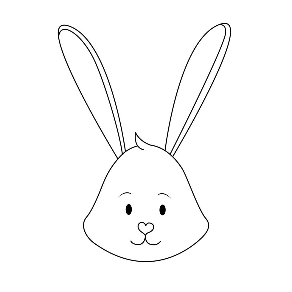 Bunny cute in doodle style, vector illustration. Rabbit animal graphic sketch, isolated element on a white background. Funny character for print and design. Easter holiday hand drawn from line