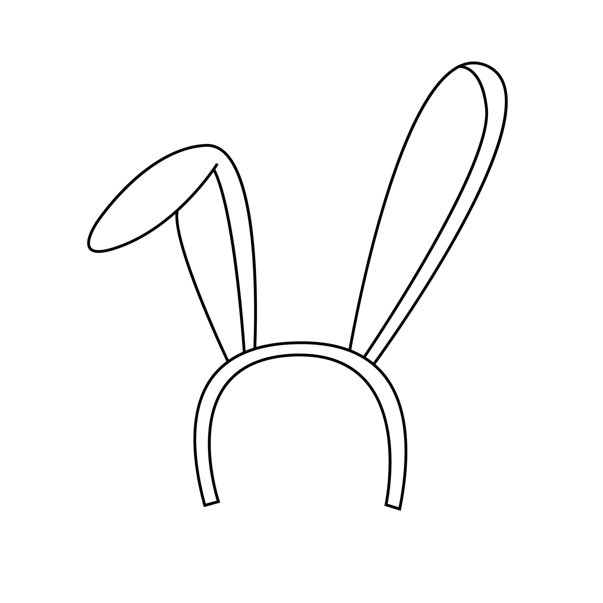 Bunny cute ears in doodle style, vector illustration. Rabbit animal