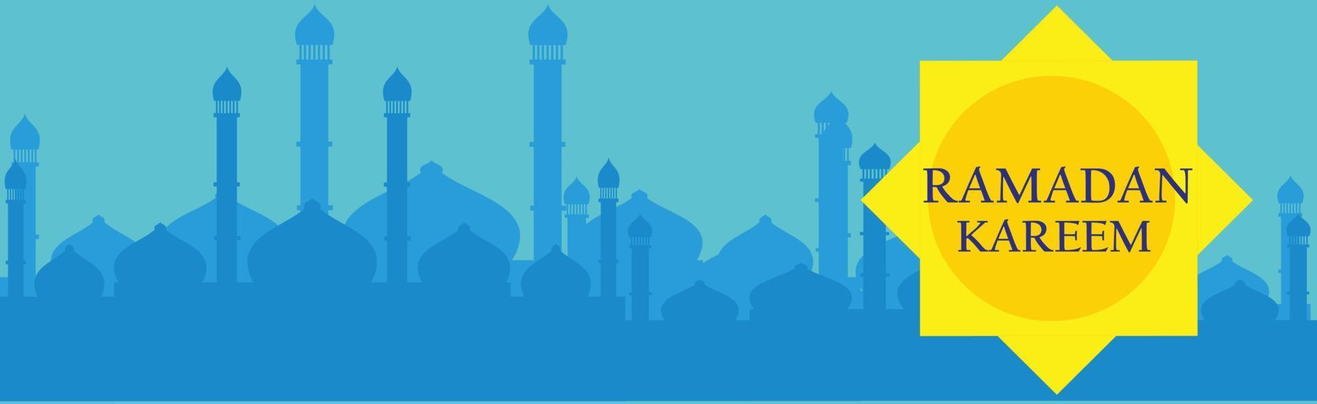 ramadan kareem greeting designs. blue abstract mosque background. ramadan templates vector