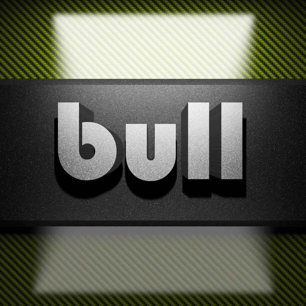 bull word of iron on carbon photo