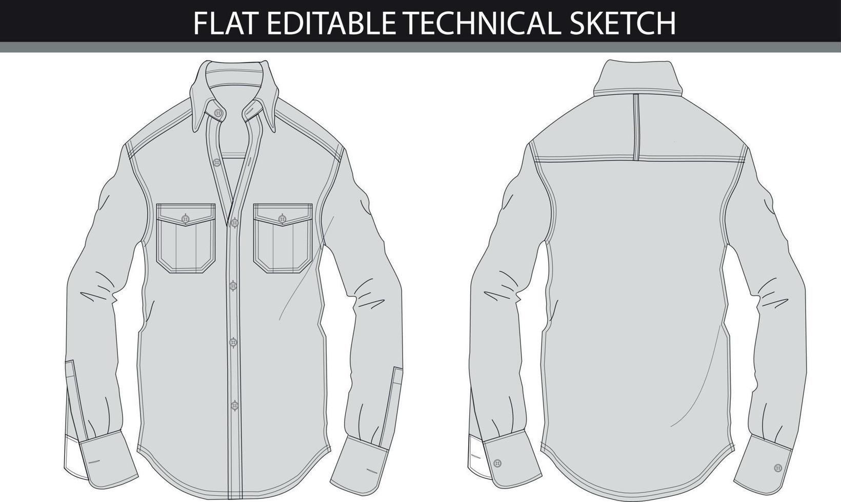 ilustración de una camisa con 2 bolsillos vector