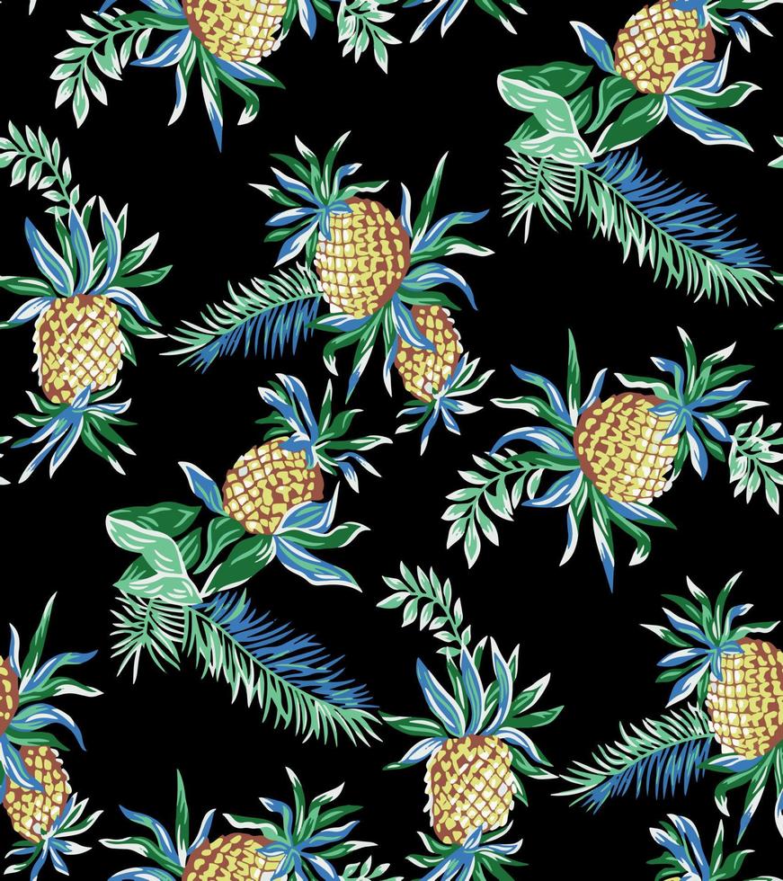 Pineapple seamless pattern with dark base vector file