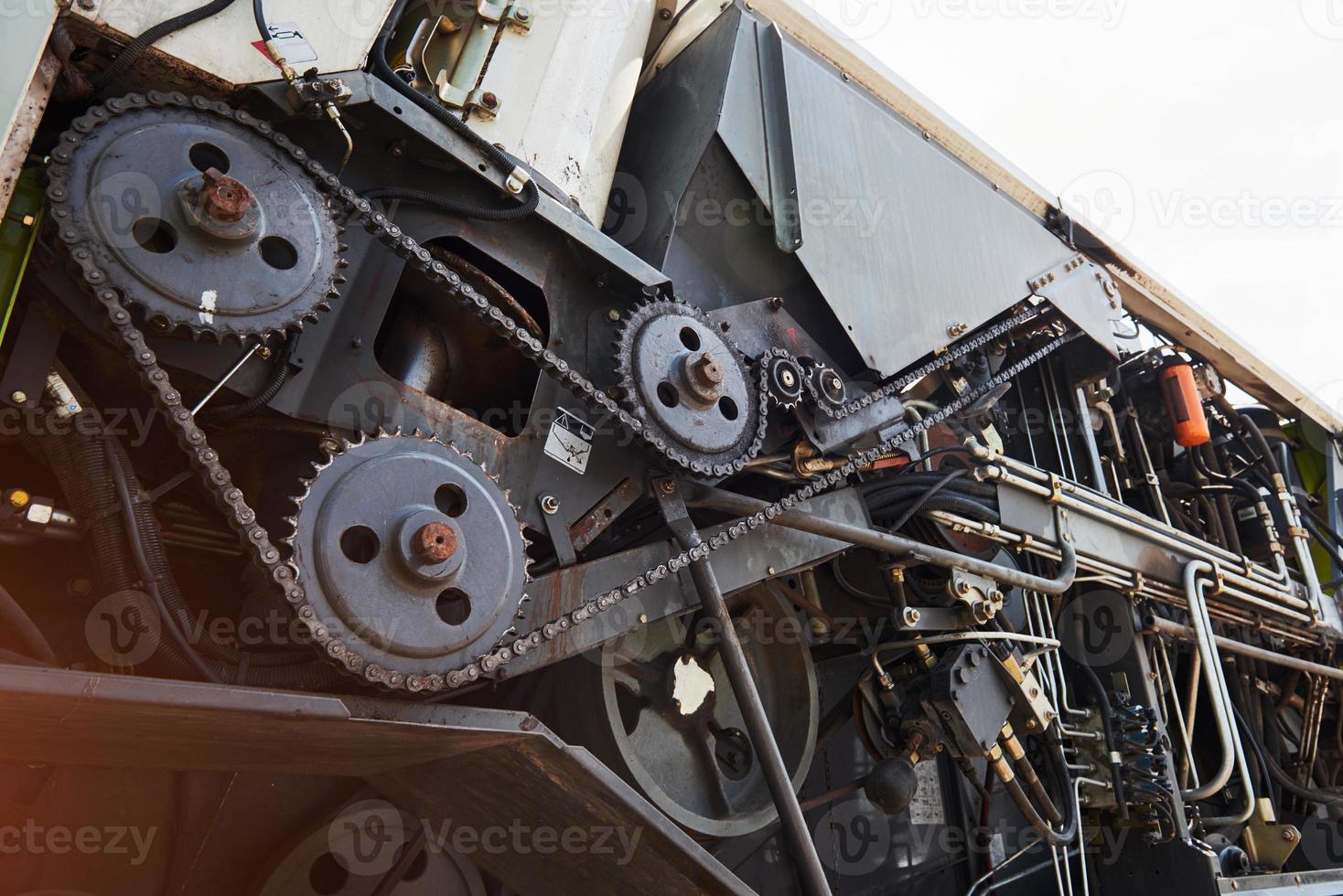 Harvesters and combine parts at the plant are waiting for sales, tractors and agricultural machinery, maintenance and exports photo