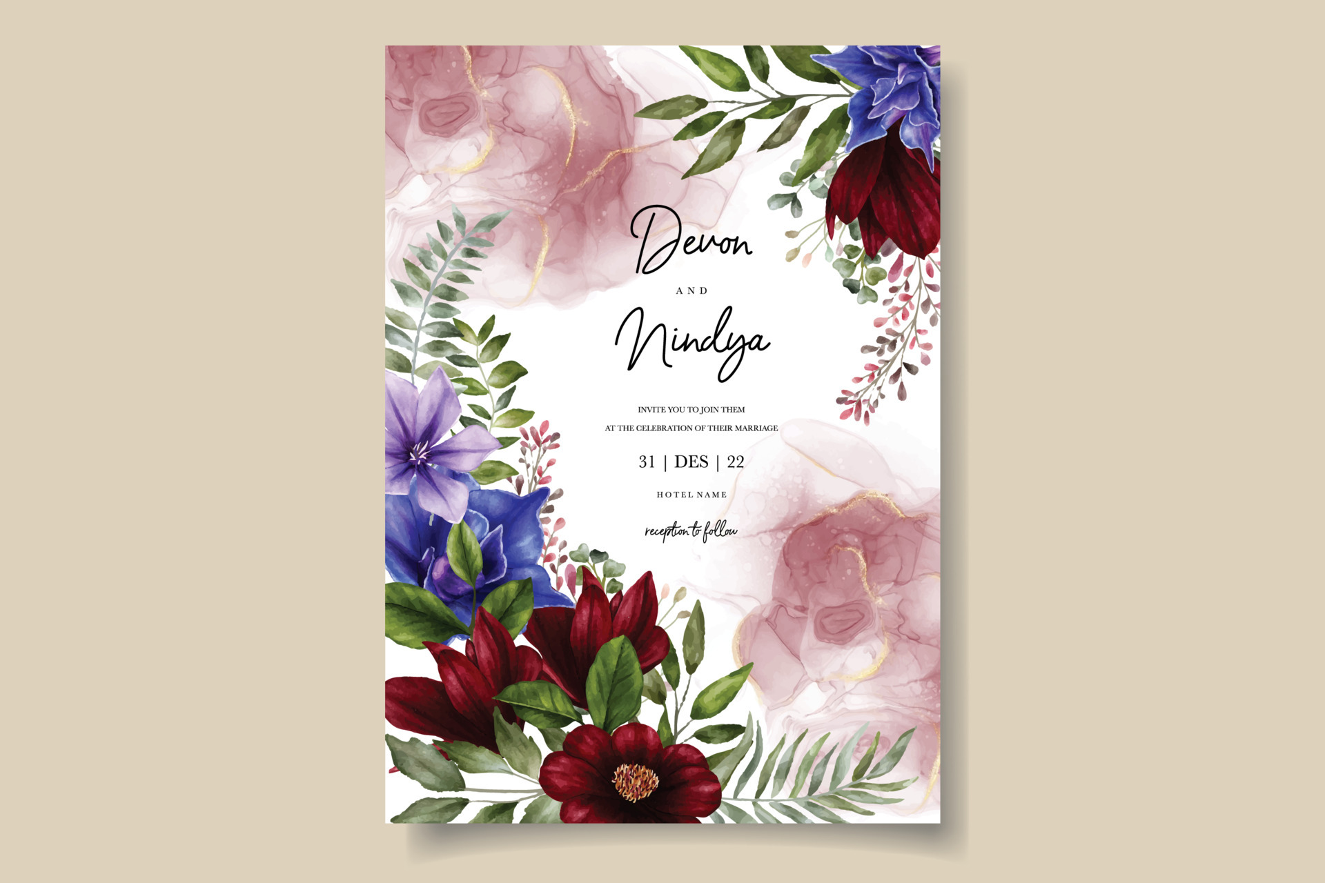 Wedding invitation card 6220932 Vector Art at Vecteezy