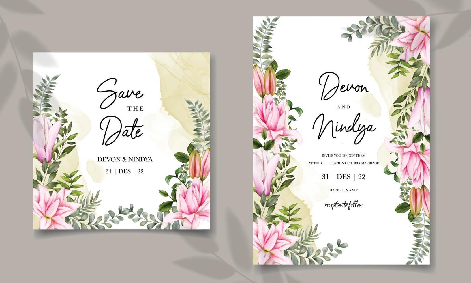 wedding invitation card template set vector