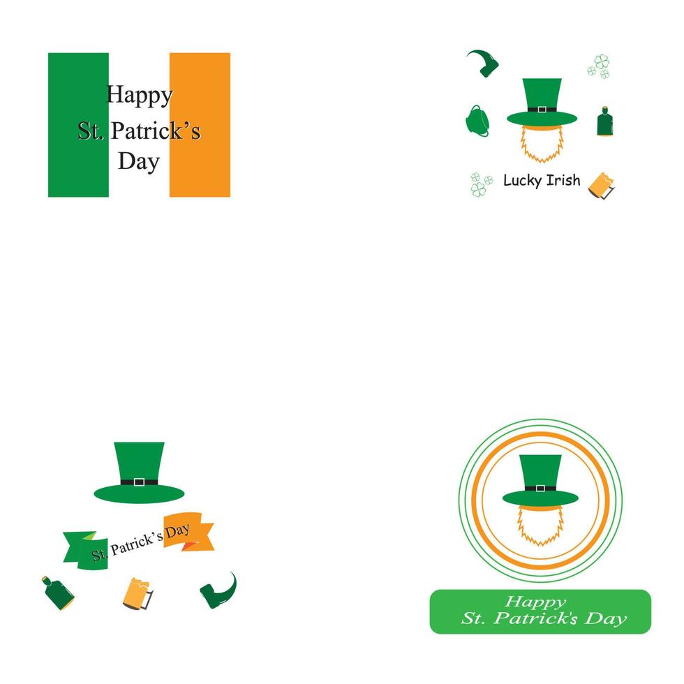 Happy St Patrick's Day Vector Round Label Stock Vector Illustration