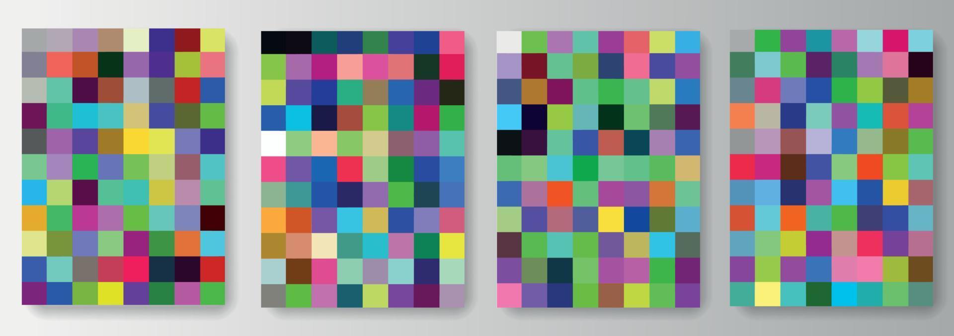 conjunto de colección de fondos de cuadrados de píxeles coloridos vector
