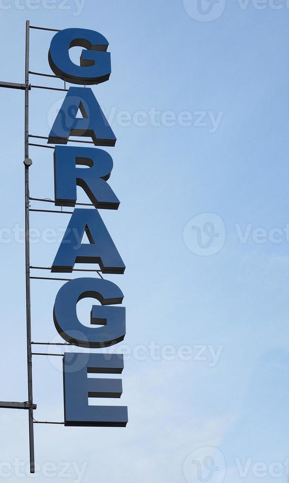 Blue garage sign photo
