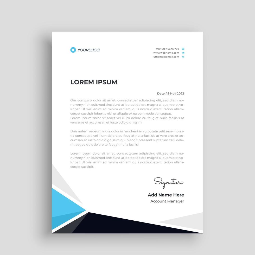 Professional letterhead design template vector