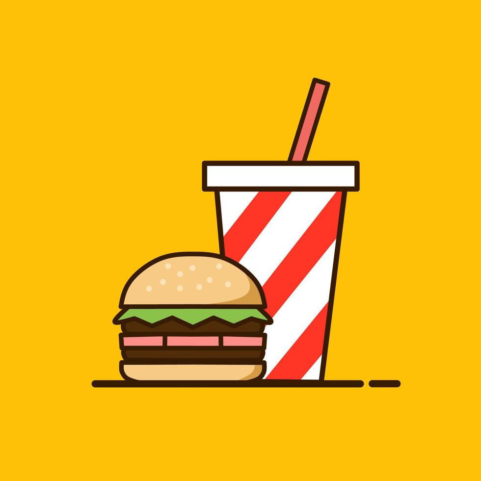 diseño simple de hamburguesa y refresco vector