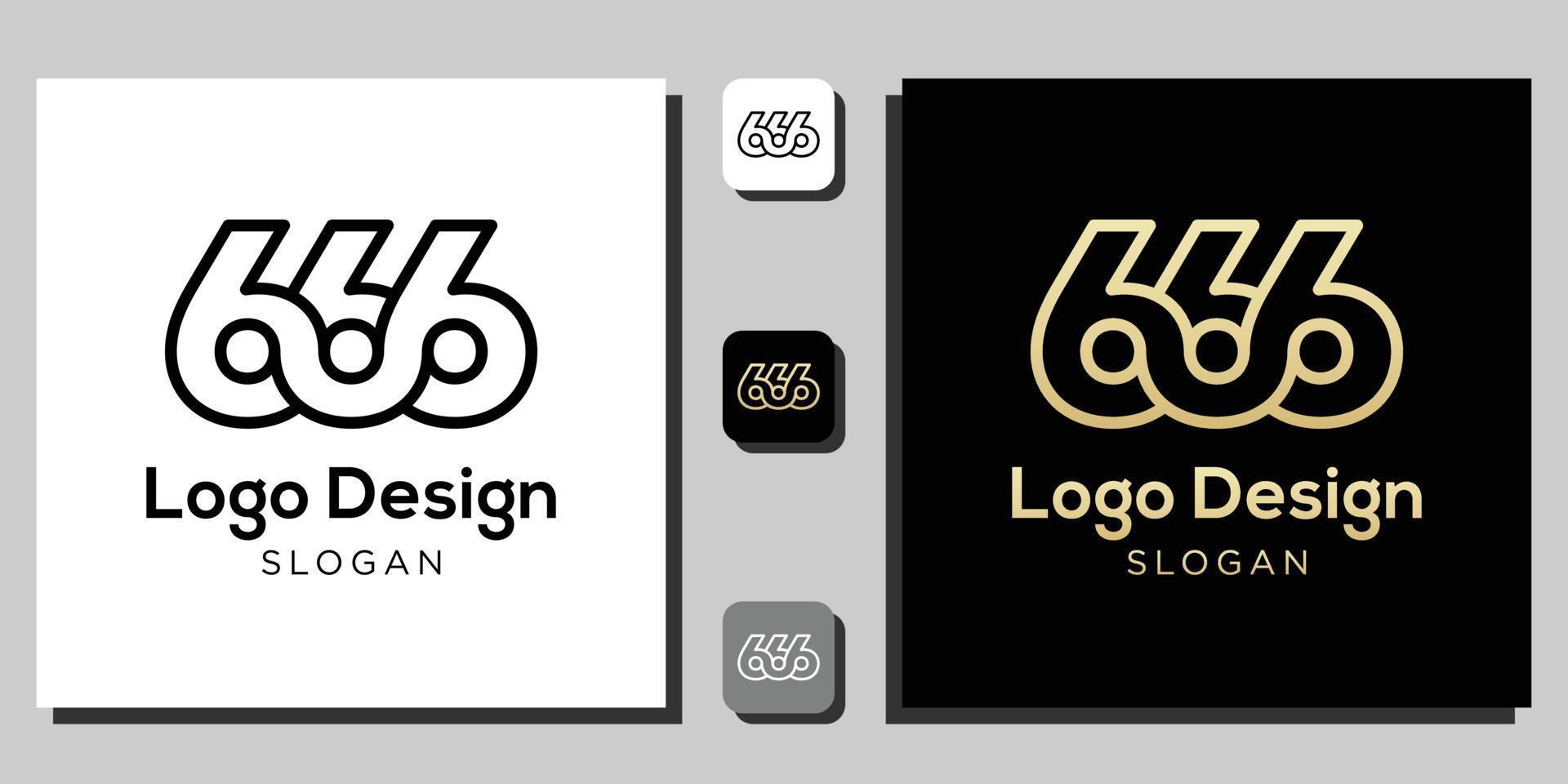 logo design numbers symbol numeral black gold outline with app template vector