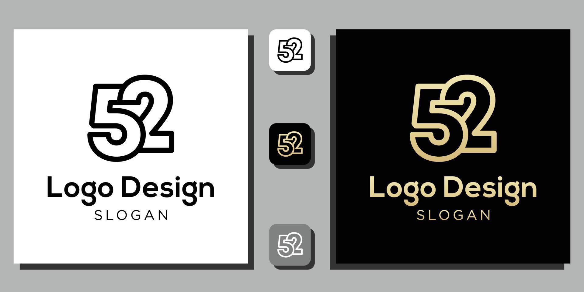 logo design numbers symbol numeral black gold outline with app template vector