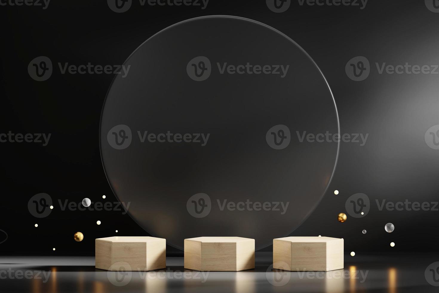 3D rendering abstract wooden platform podium product presentation backdrop photo
