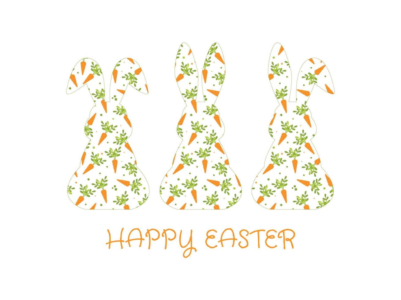 Bunny design element with pattern. Illustration for postcard, poster, sticker, pattern. Easter bunny, rabbits. Cute animal silhouette, vector design element.