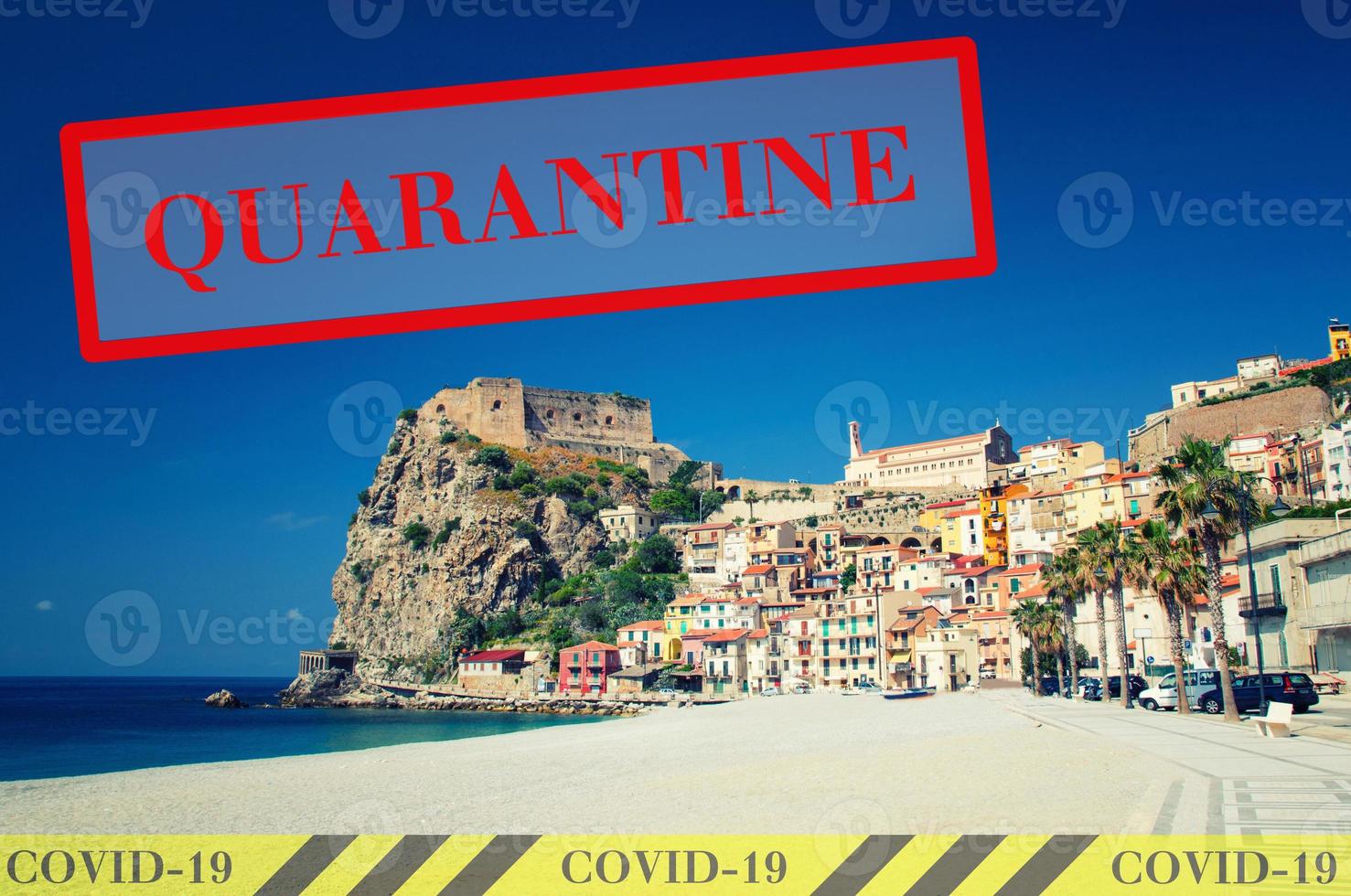 Quarantine in Italy. No travel and lockdown concept. photo