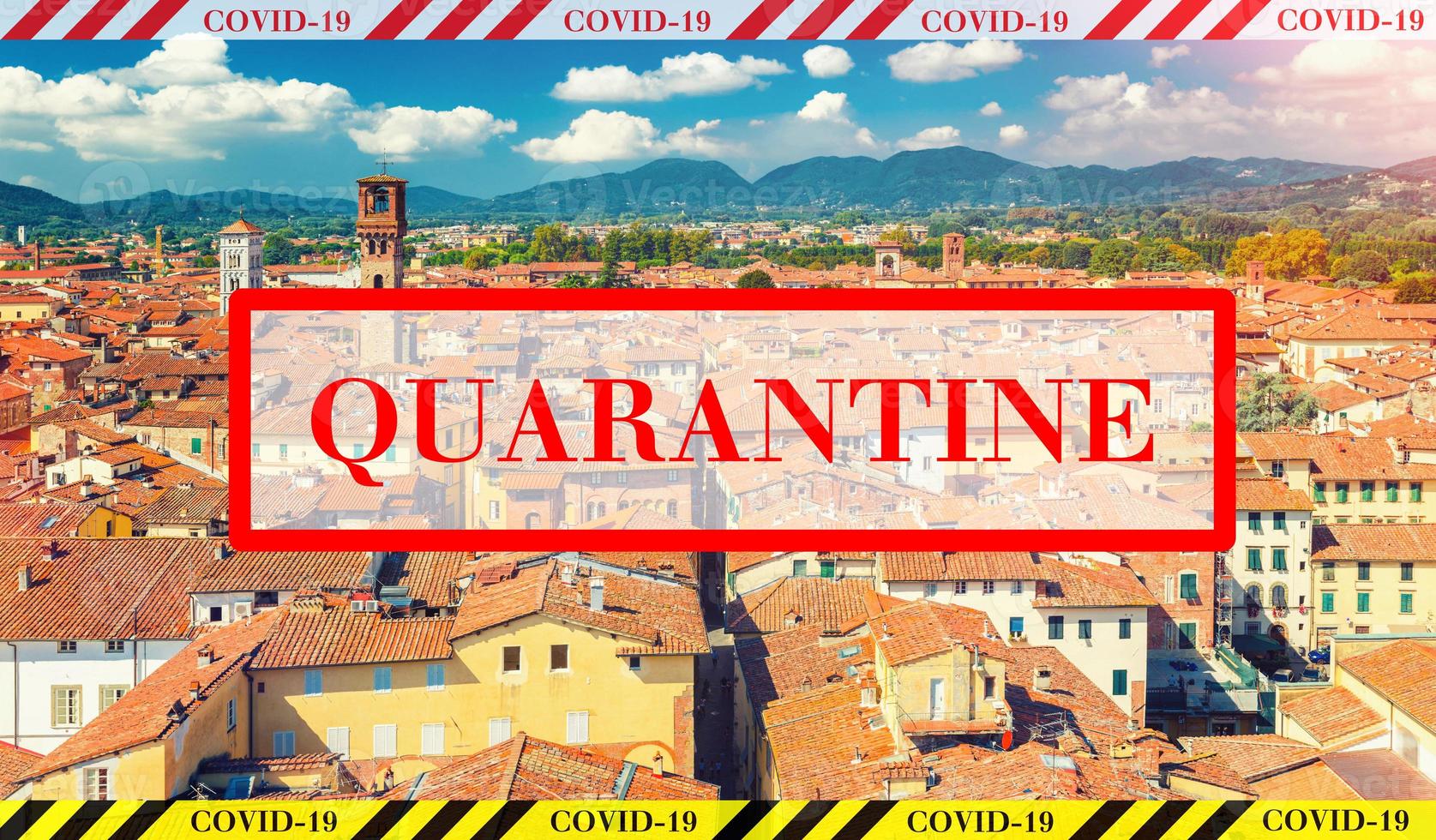 Quarantine in Italy. No travel and lockdown concept. photo