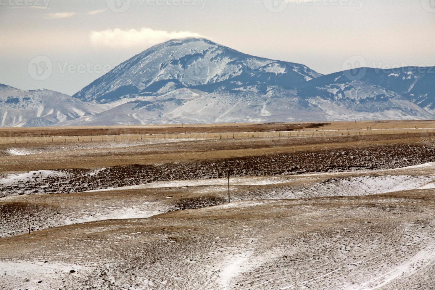 Alberta winter view of Montana mountains photo