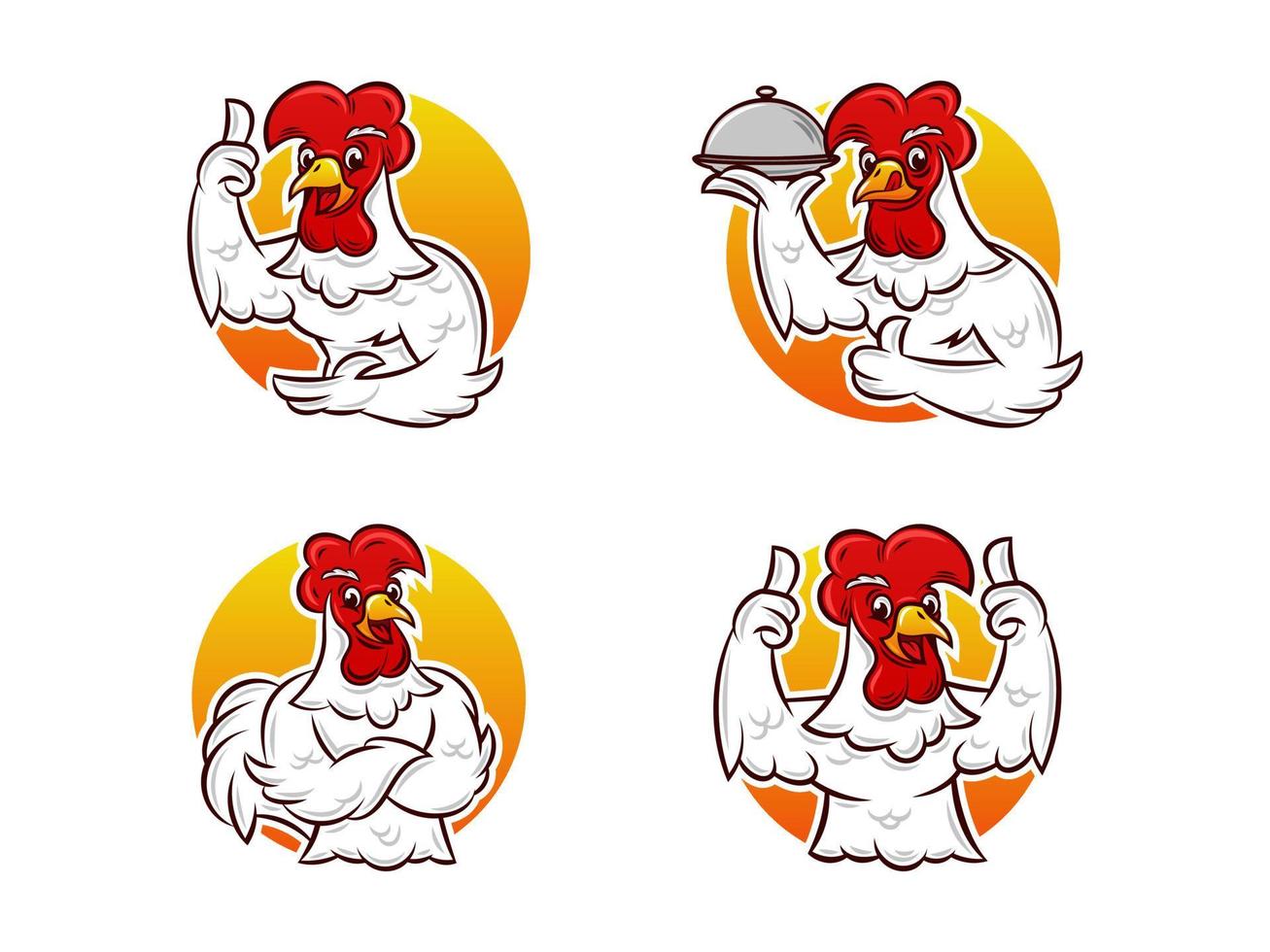 Rooster cartoon characters mascot collection vector