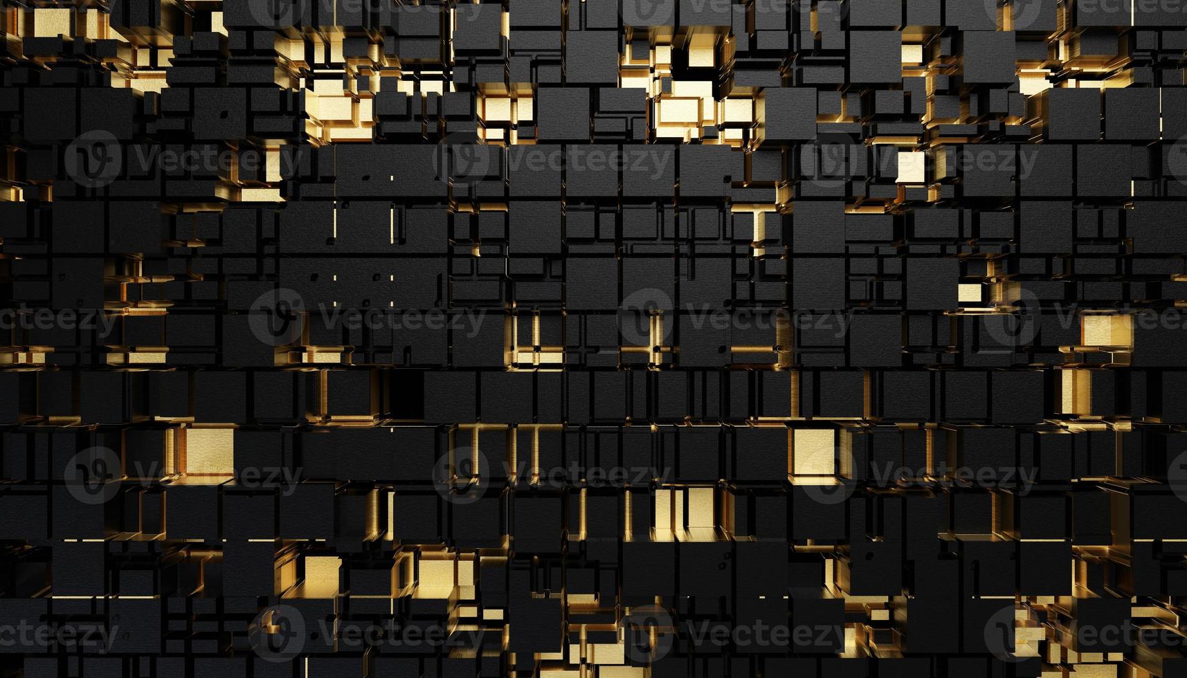 Futuristic Gold and Black squares extruded abstract background , 3d rendering photo