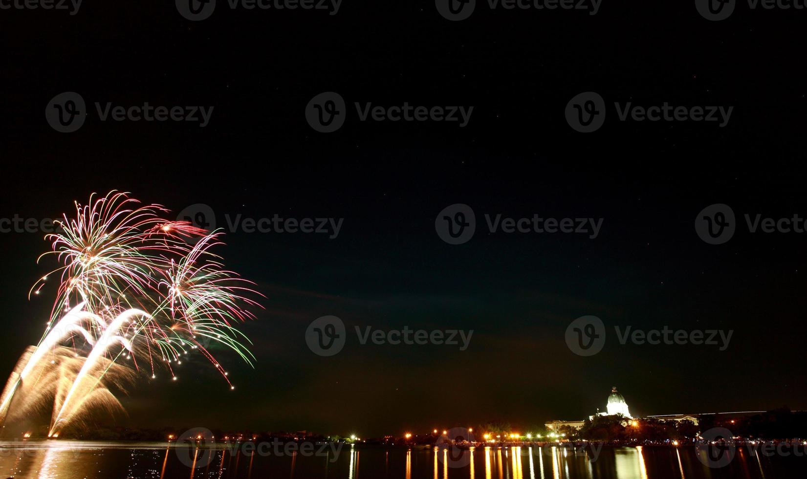 Light reflections fireworks over Wascana Lake photo
