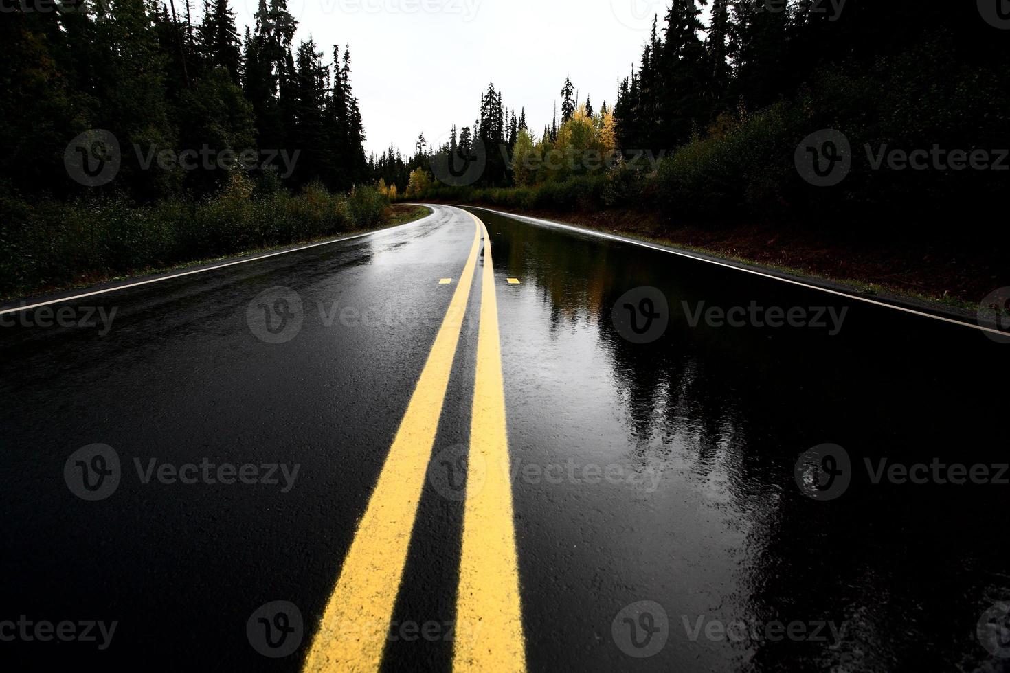 autopista cassiar húmeda a través del norte de columbia británica foto