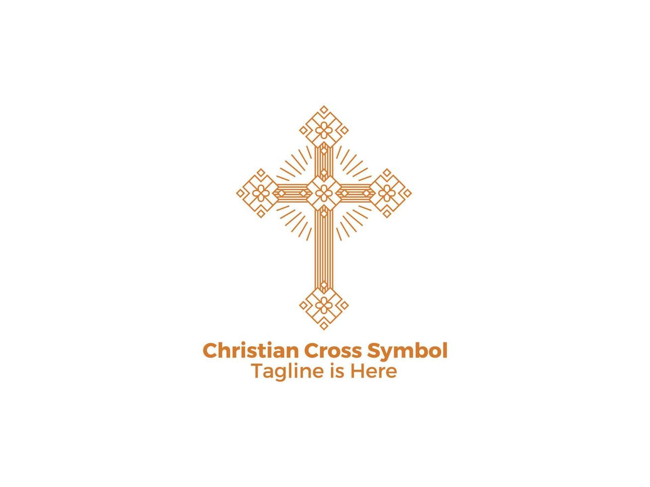 Ornamental Religion Christian Catholicism Cross Icon Isolated on White Background Free Vector