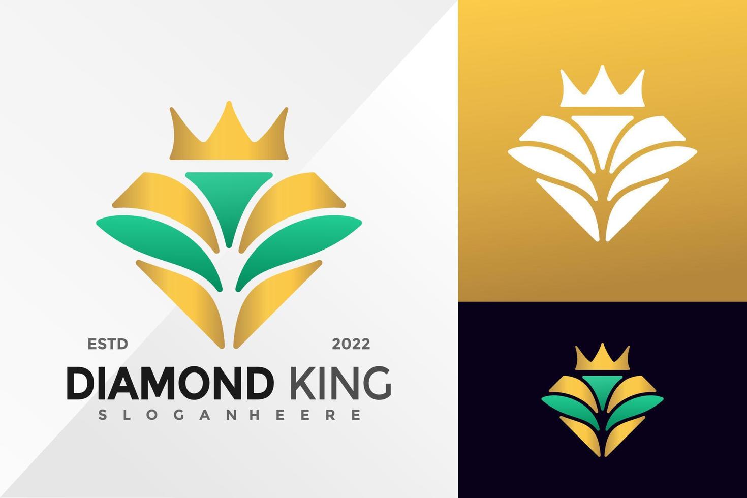 Diamond King Jewelry Logo Design Vector illustration template