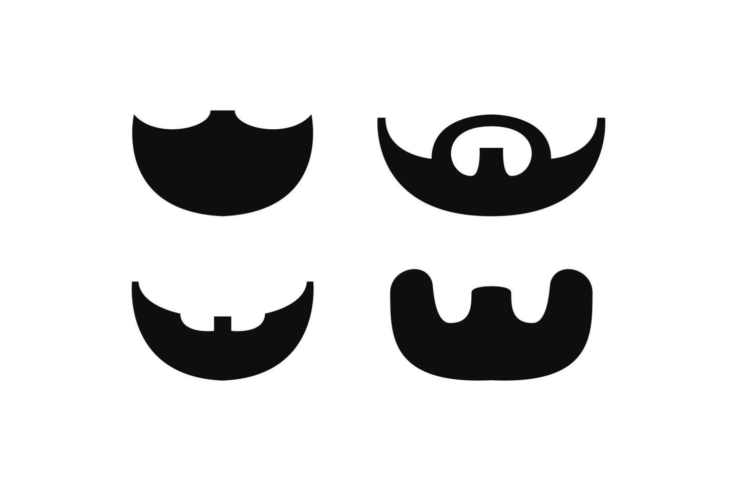 Set black beards silhouettes illustration vector