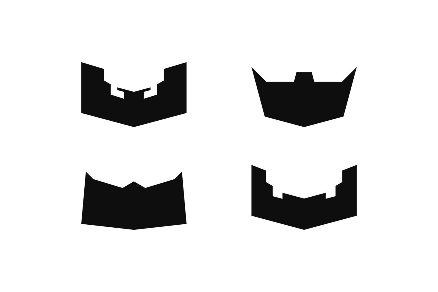 Set black beards silhouettes illustration vector