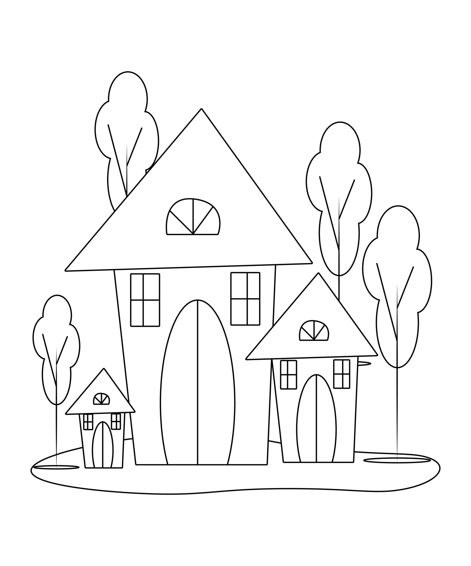 House Coloring page design. line art page design for kids. simple line