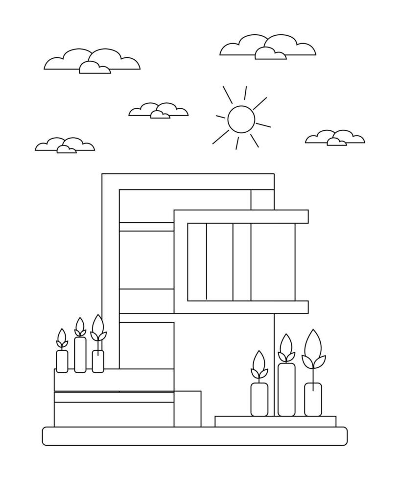 House Coloring page design. line art page design for kids. simple line art colorless design. vector